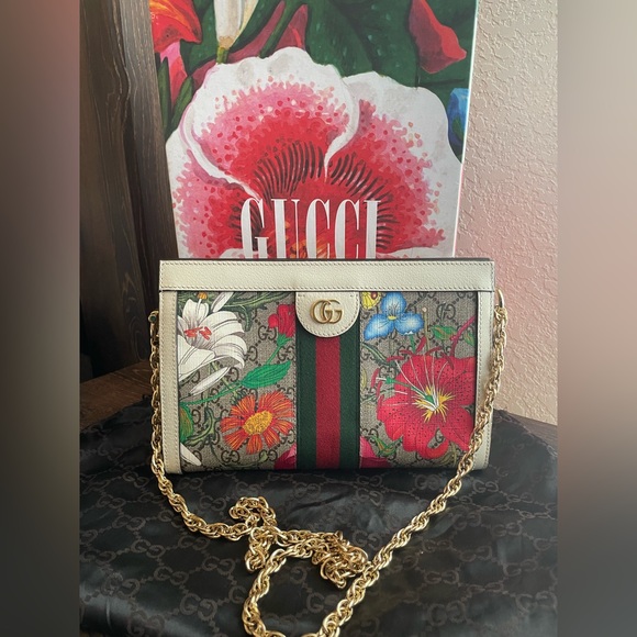 EUC GUCCI GG SUPREME MONOGRAM FLORA OPHIDIA Chain Shoulder Bag - Picture 4 of 16